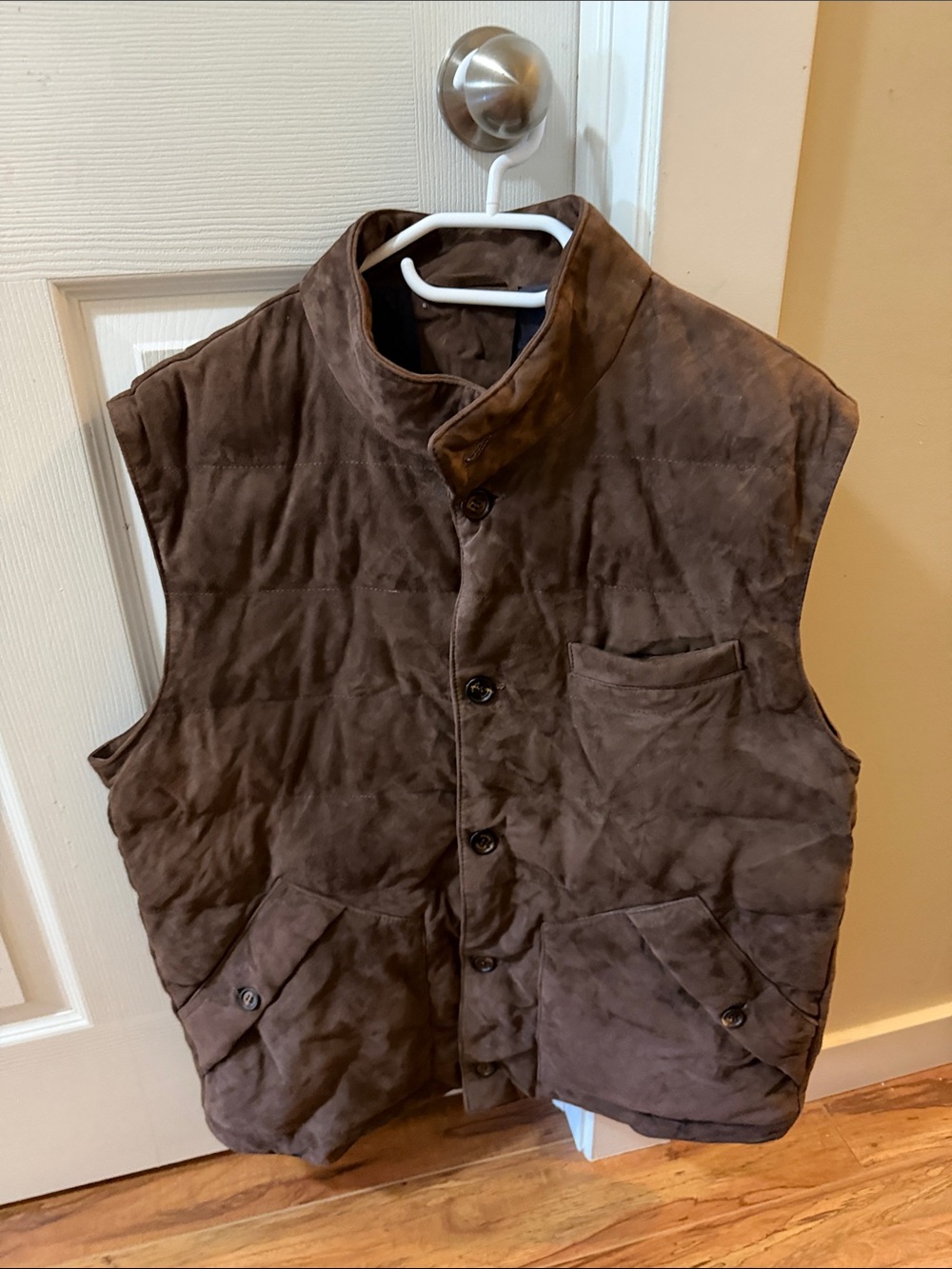 Eleventy Milano Men's Brown Quilted Suede Vest